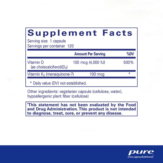 Pure Encapsulation Vitamin D3 & K2